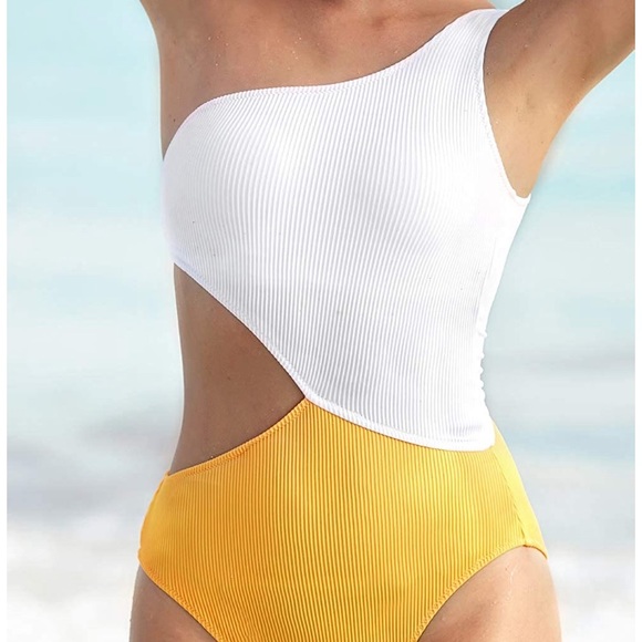 One Piece Two Toned Swimsuit Size M - Picture 2 of 7